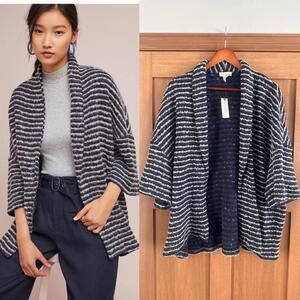 NWT Anthropologie The Korner Wool Blend Mariner Striped Kimono Sweater ONE SIZE